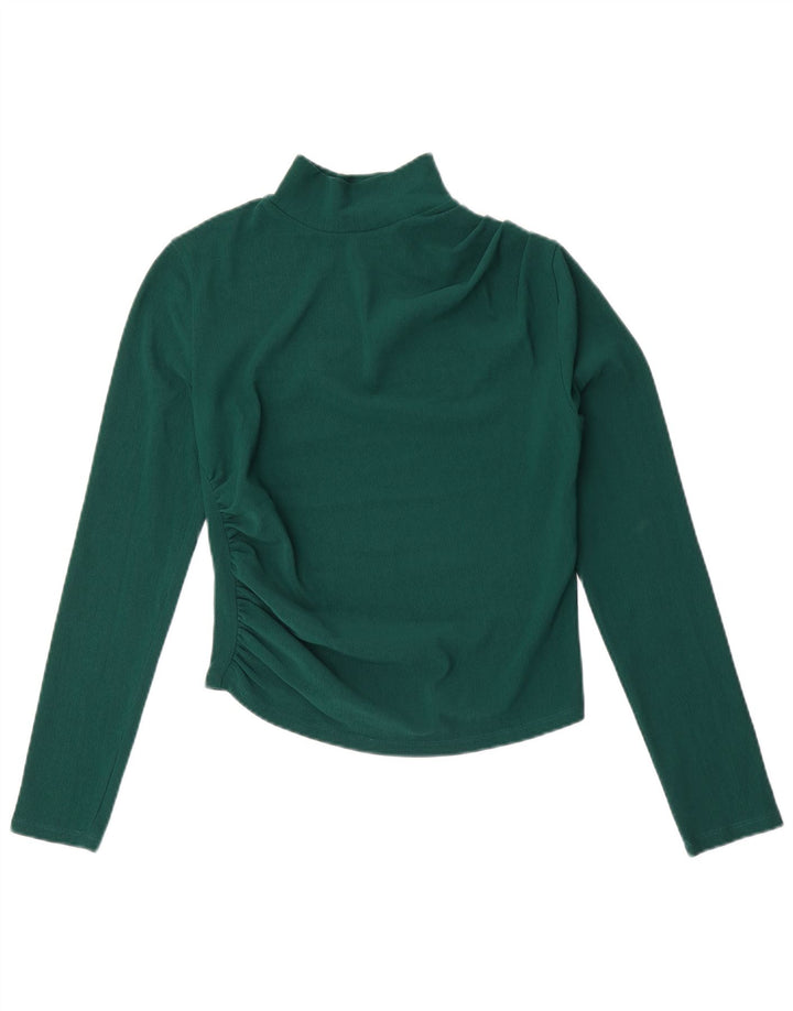 Zara Womens Crop Top Manches Longues UK 12 Vert Moyen