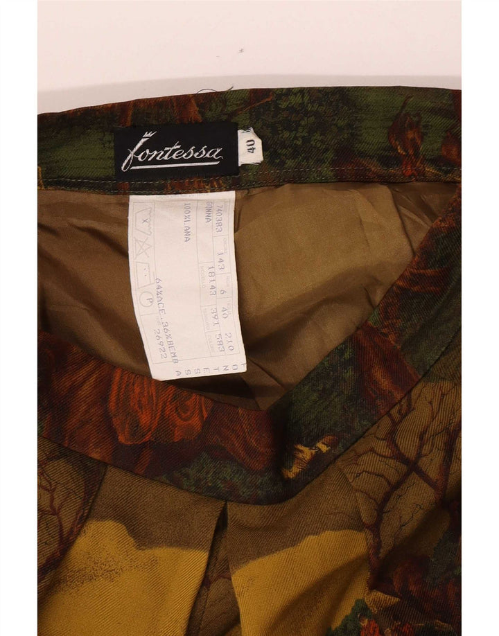 Pantalon Capri à motif abstrait vintage pour femmes IT 40 Small W24 L18 Multicol