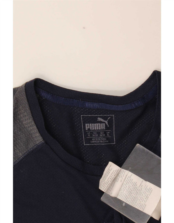 Puma T-Shirt Homme Top XL Bleu Marine Colorblock Polyester