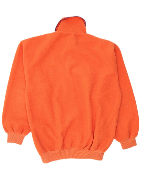 vintage Mens Polo Neck Fleece Jumper Moyen Orange Sports