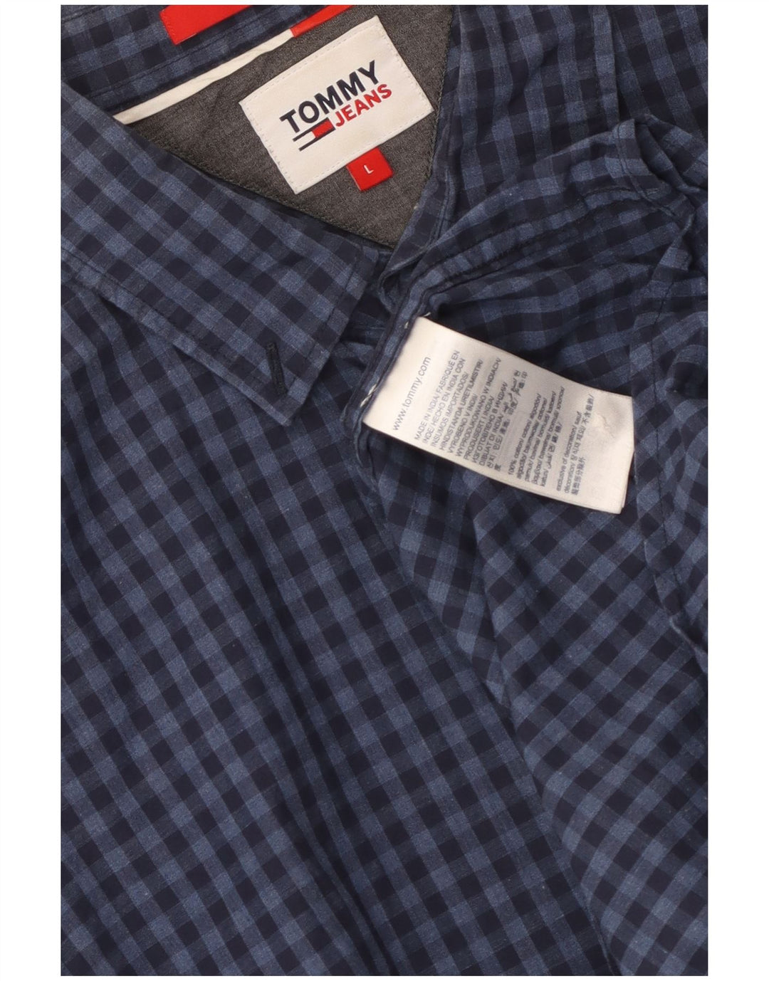 Tommy Hilfiger Chemise coupe classique pour homme en coton vichy bleu marine