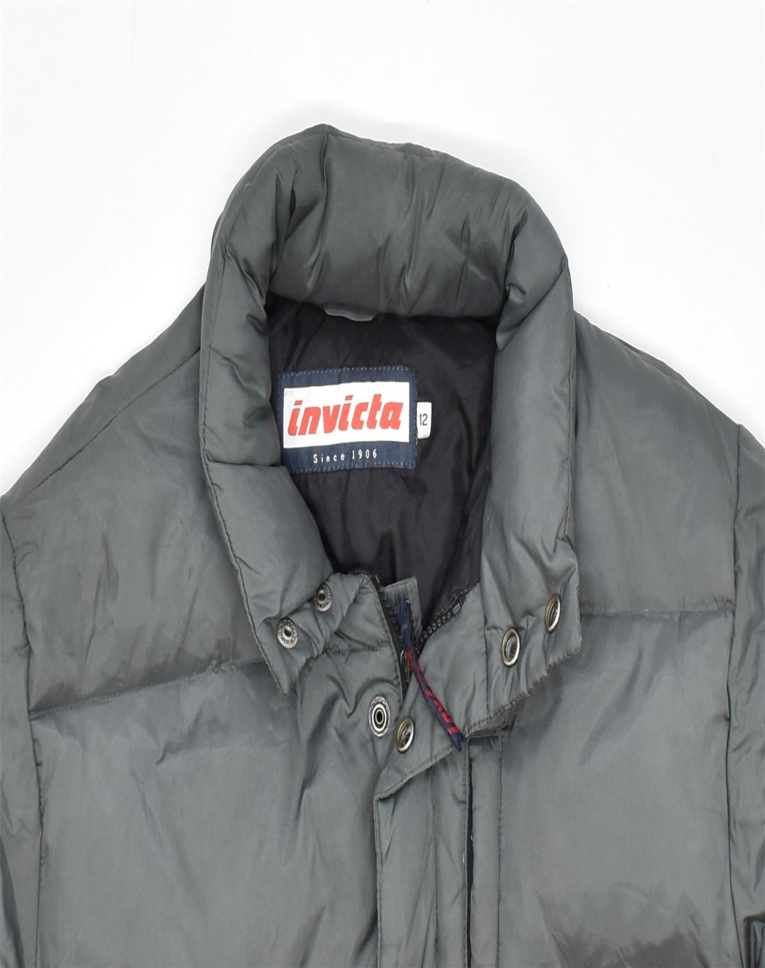 INVICTA Boys Loose Fit Padded Jacket 11-12 Years Grey Polyamide | Vintage | Thrift | Second-Hand | Used Clothing | Messina Hembry 