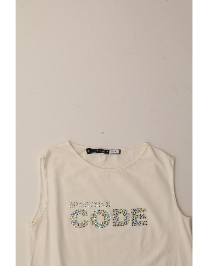 SPORTMAX Girls Code Graphic Vest Top 11-12 Years XL White Cotton Vintage Sportmax and Second-Hand Sportmax from Messina Hembry 