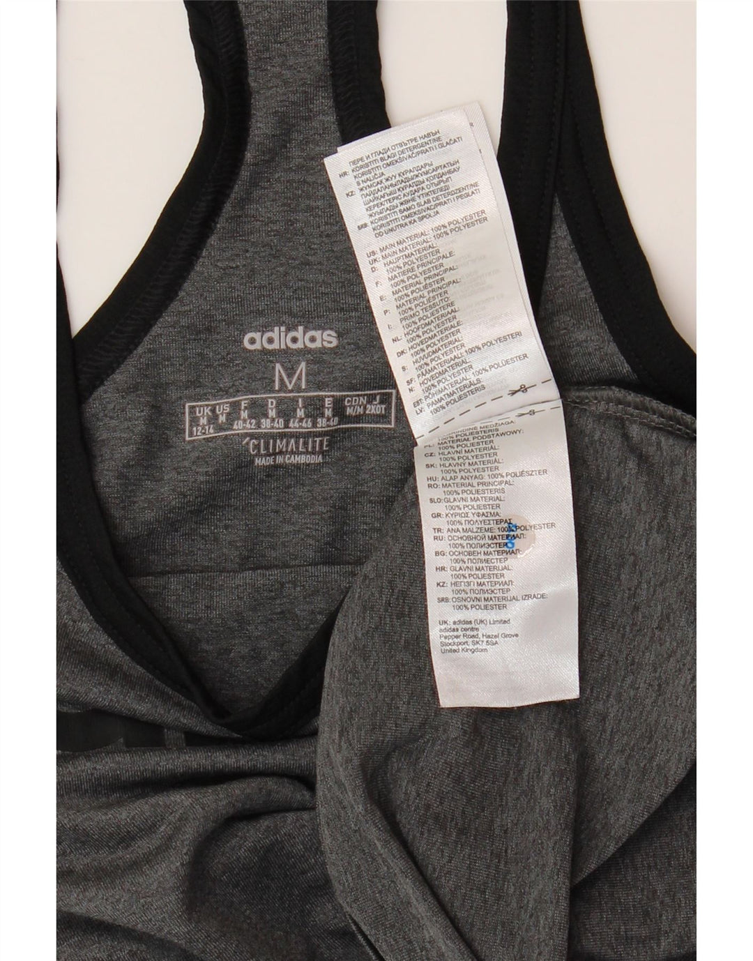 ADIDAS Femmes Climalite Graphic Débardeur UK 12/14 Gris Moyen Polyester