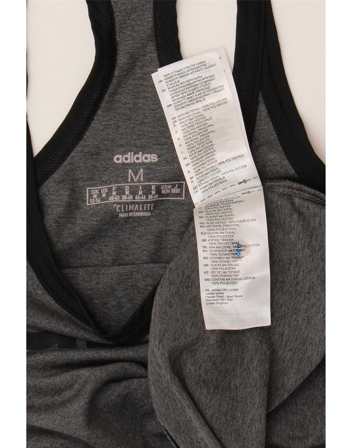 ADIDAS Femmes Climalite Graphic Débardeur UK 12/14 Gris Moyen Polyester
