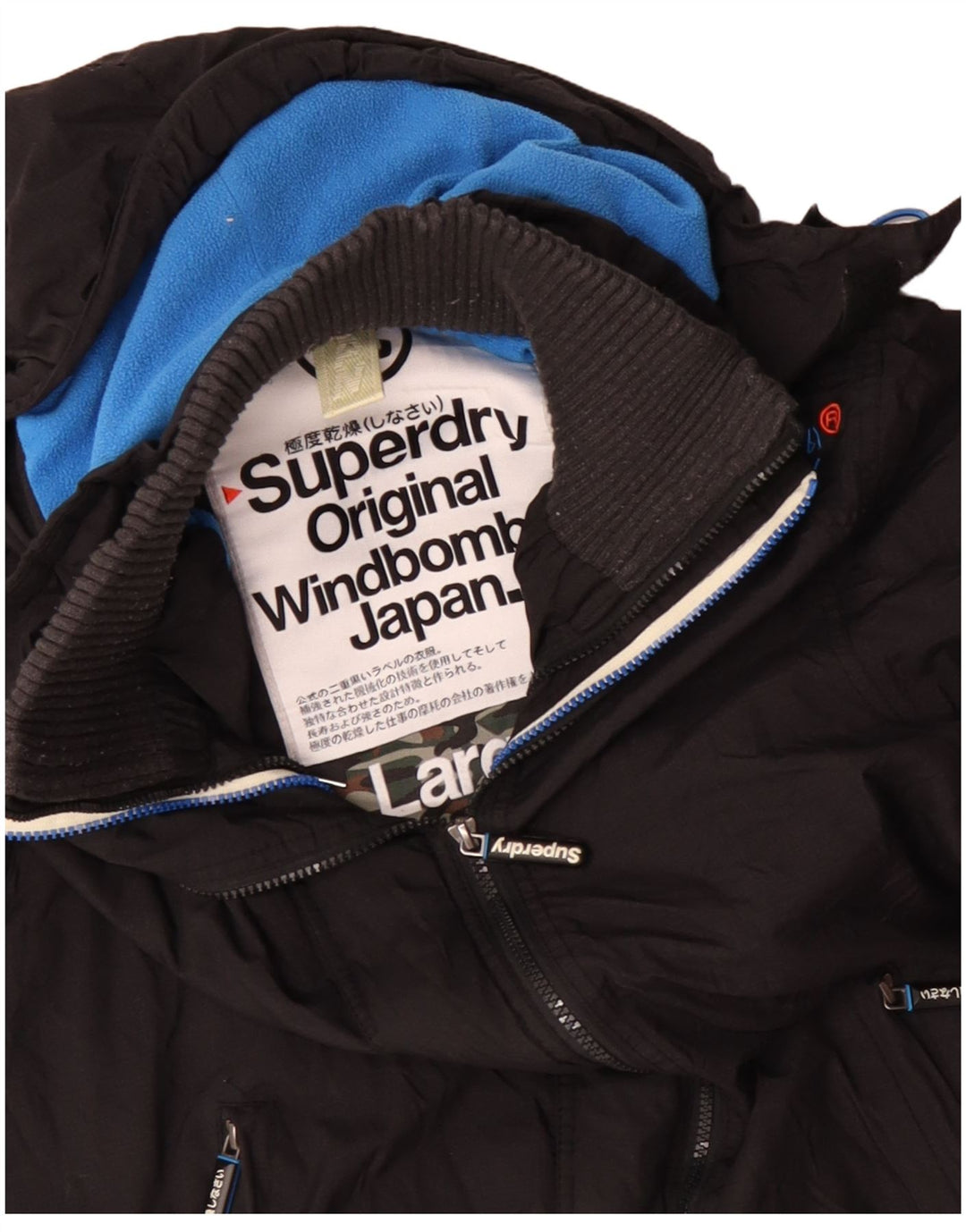 Superdry Veste coupe-vent à capuche Windbomber pour homme UK 40 Large Noir