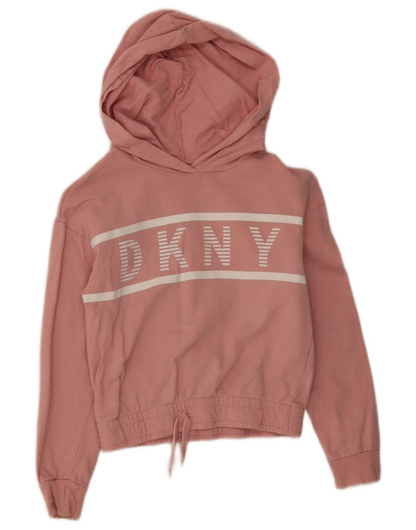 Dkny Pull à capuche graphique pour fille 7-8 ans en coton color block rose