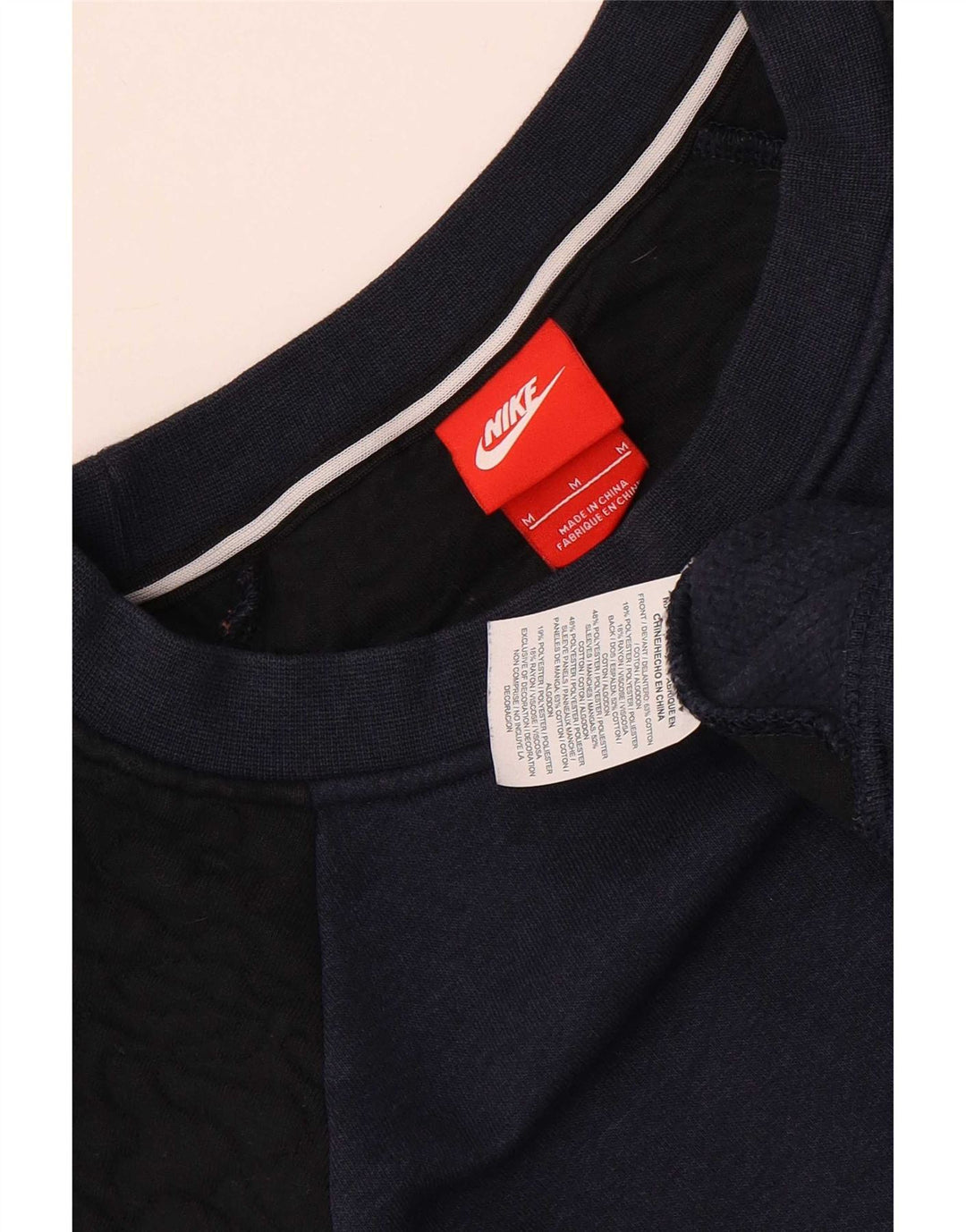 Nike Sweat-shirt pour femme UK 14 en coton color block bleu marine moyen