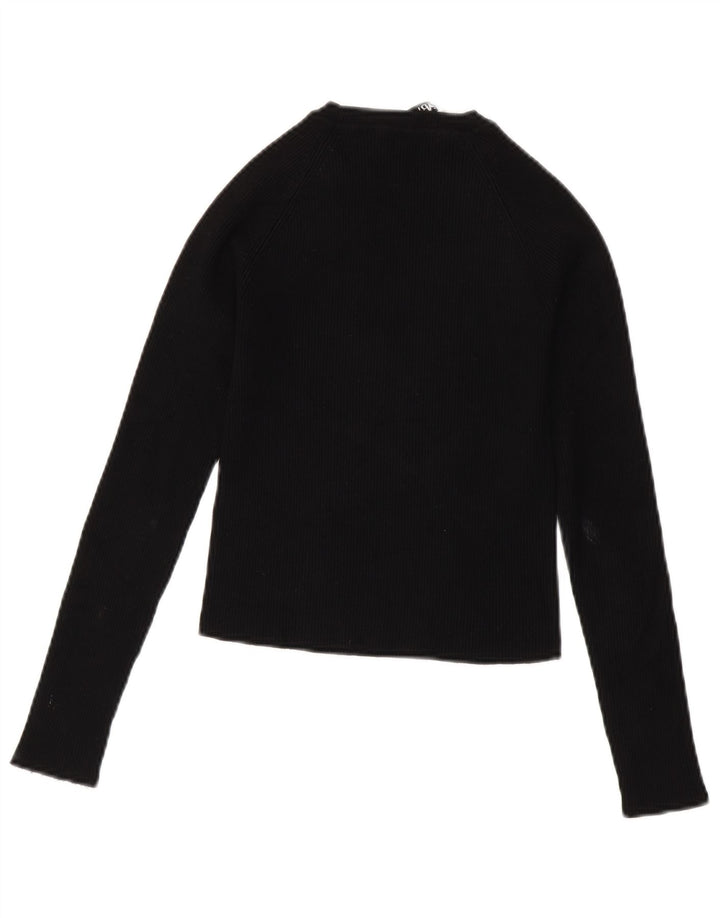 ZARA Pull court à col bateau pour femme UK 8 Small Noir Viscose