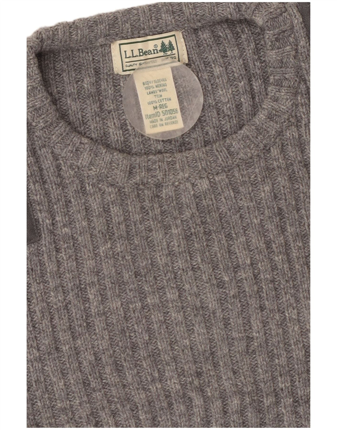 L.L.BEAN Pull à col rond pour femme UK 12 Gris moyen en coton