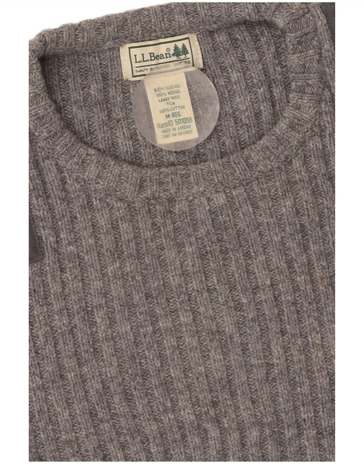 L.L.BEAN Pull à col rond pour femme UK 12 Gris moyen en coton