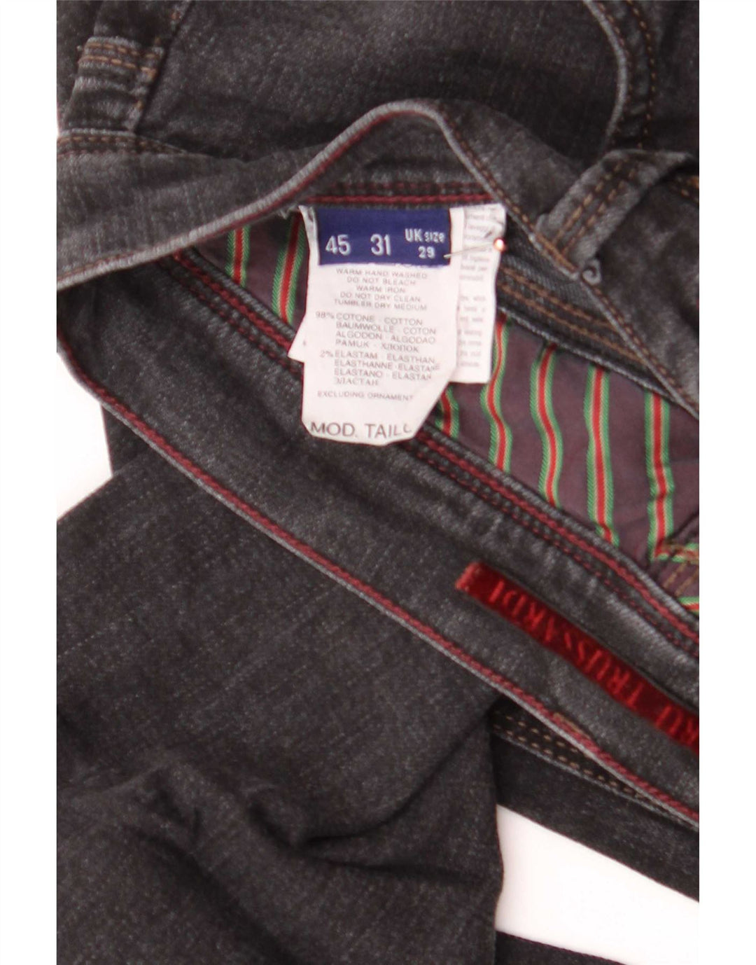 Trussardi Jean Droit W29 L32 Gris Coton Homme