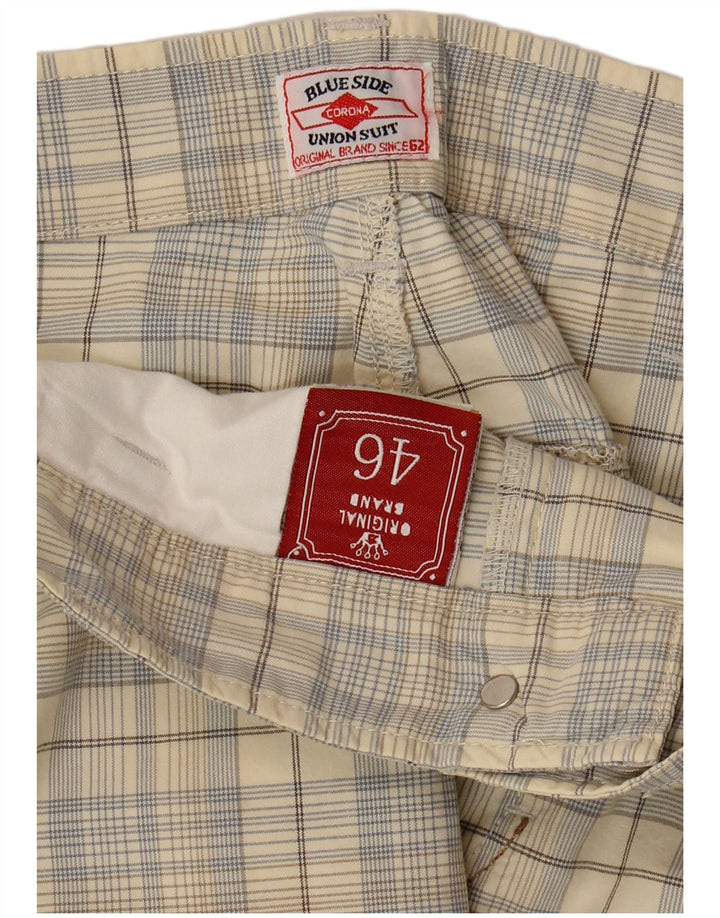 Blue Side Short Chino Homme IT 46 Petit W32 Coton à Carreaux Beige