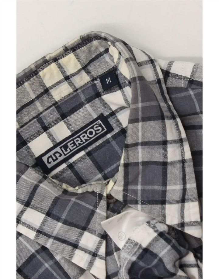 LERROS Mens Flannel Shirt Medium Navy Blue Check Cotton Vintage Lerros and Second-Hand Lerros from Messina Hembry 