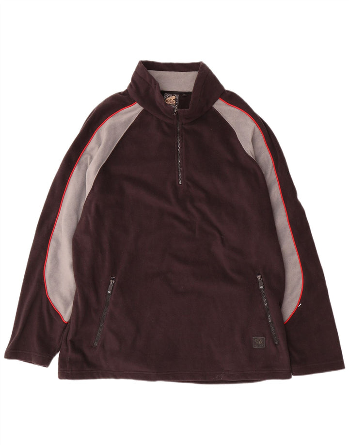 IGUANA Pull polaire à col zippé pour homme XL Noir Colorblock Polyester
