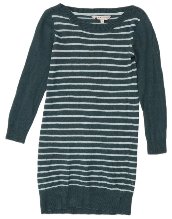 CREW CLOTHING Robe pull à manches longues pour femme UK 10 Petit vert rayé