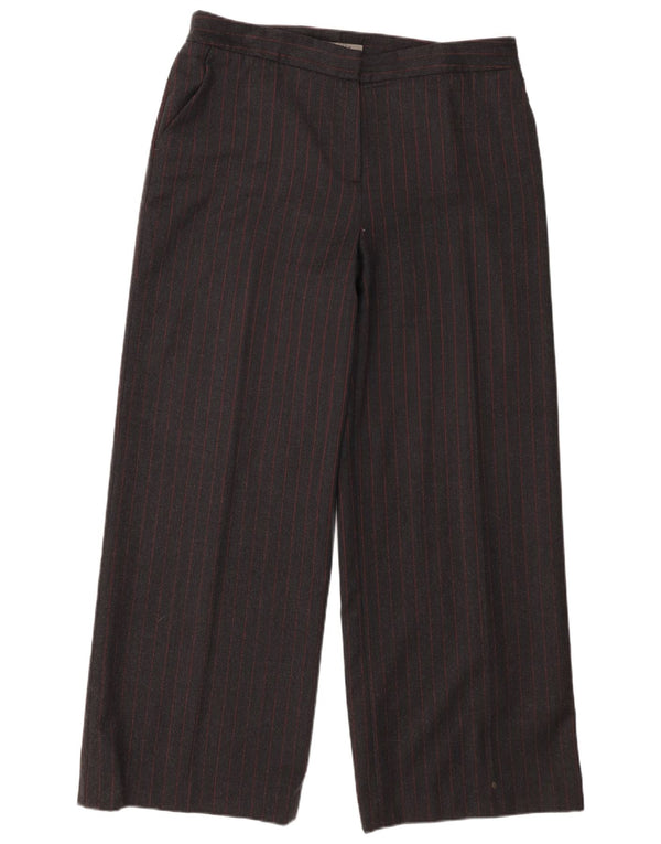 Jaeger Pantalon décontracté à jambe large pour femme UK 16 Large W36 L29 Gris rayé