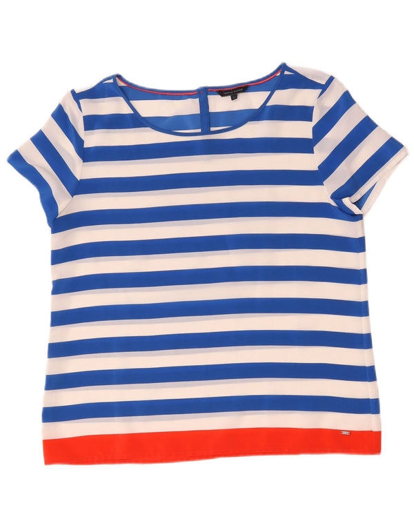 Tommy Hilfiger Womens Blouse Top UK 16 Large Blue Striped