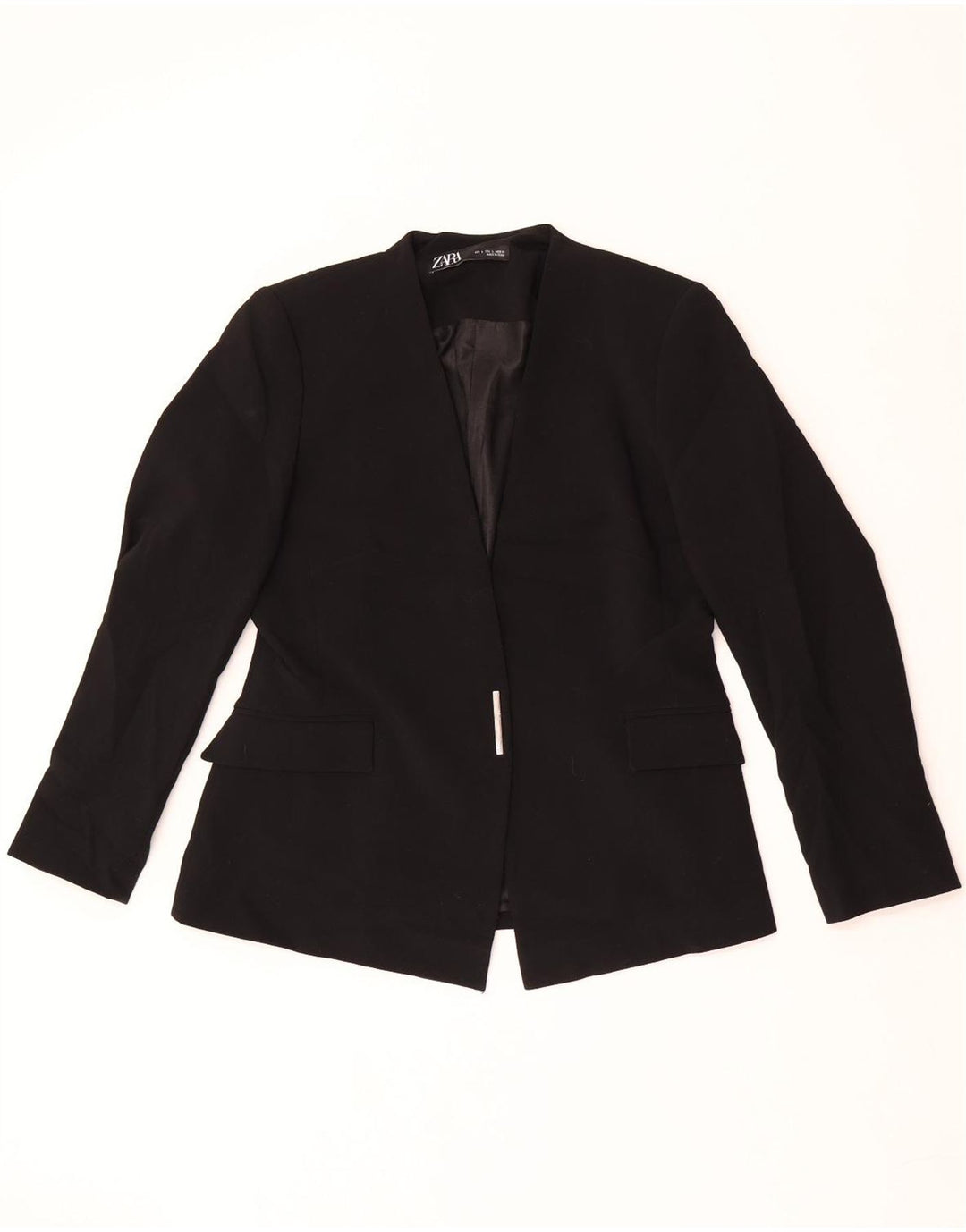 Zara Veste Blazer Femme UK 16 Large Noir Polyester