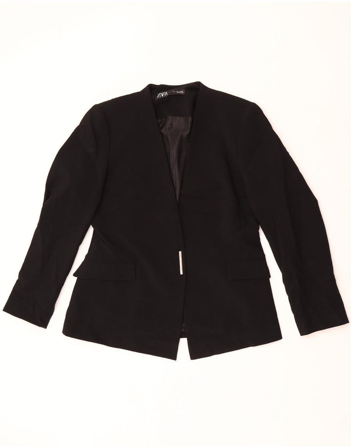 Zara Veste Blazer Femme UK 16 Large Noir Polyester