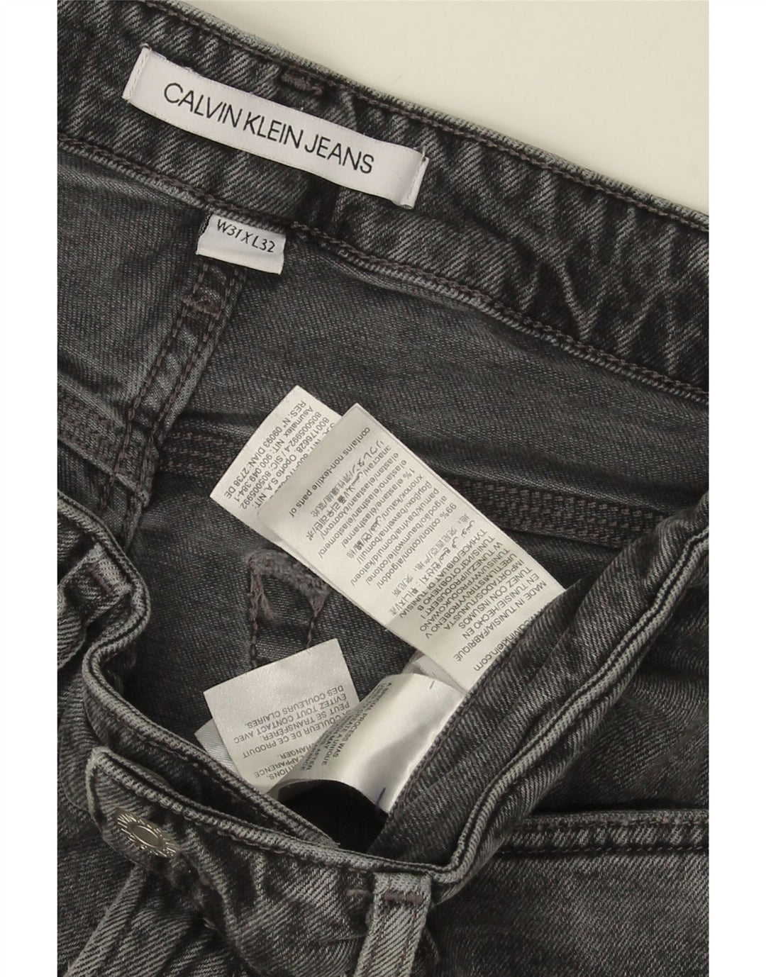 CALVIN KLEIN Jean Skinny Femme W31 L32 Gris Coton