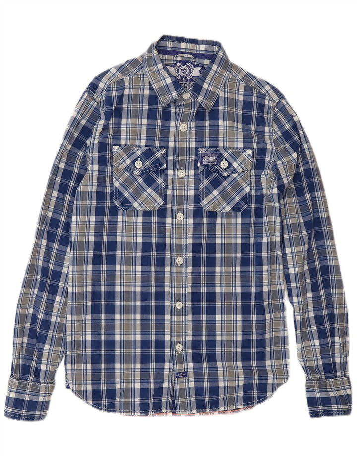 SUPERDRY Chemise Homme Petit Carreau Bleu Coton