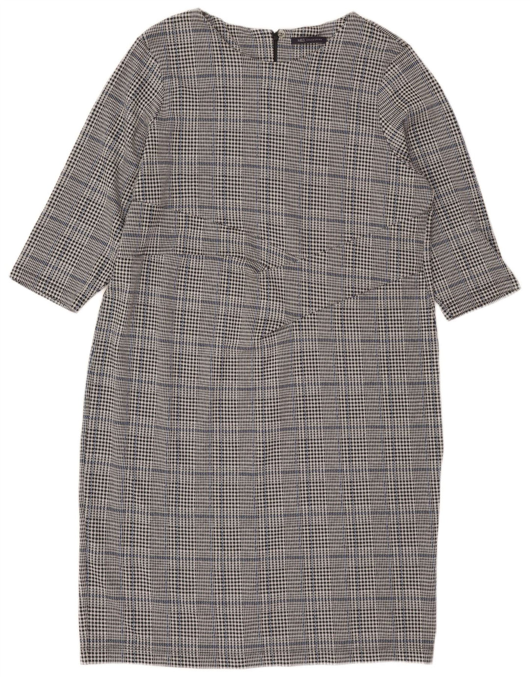 Marks & Spencer Robe droite à manches 3/4 pour femme UK 22 3XL Gris à carreaux