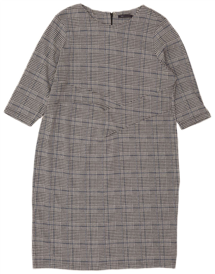 Marks & Spencer Robe droite à manches 3/4 pour femme UK 22 3XL Gris à carreaux