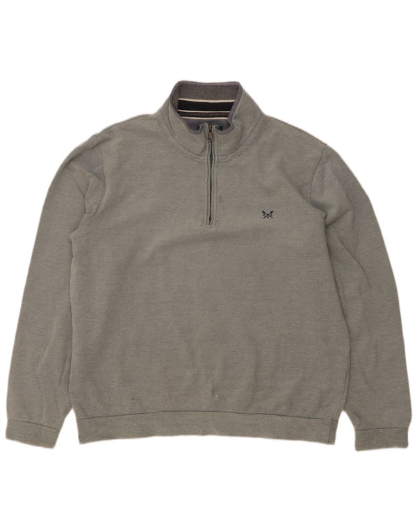 Crew Clothing Sweat-shirt à col zippé pour homme en coton gris Taille L