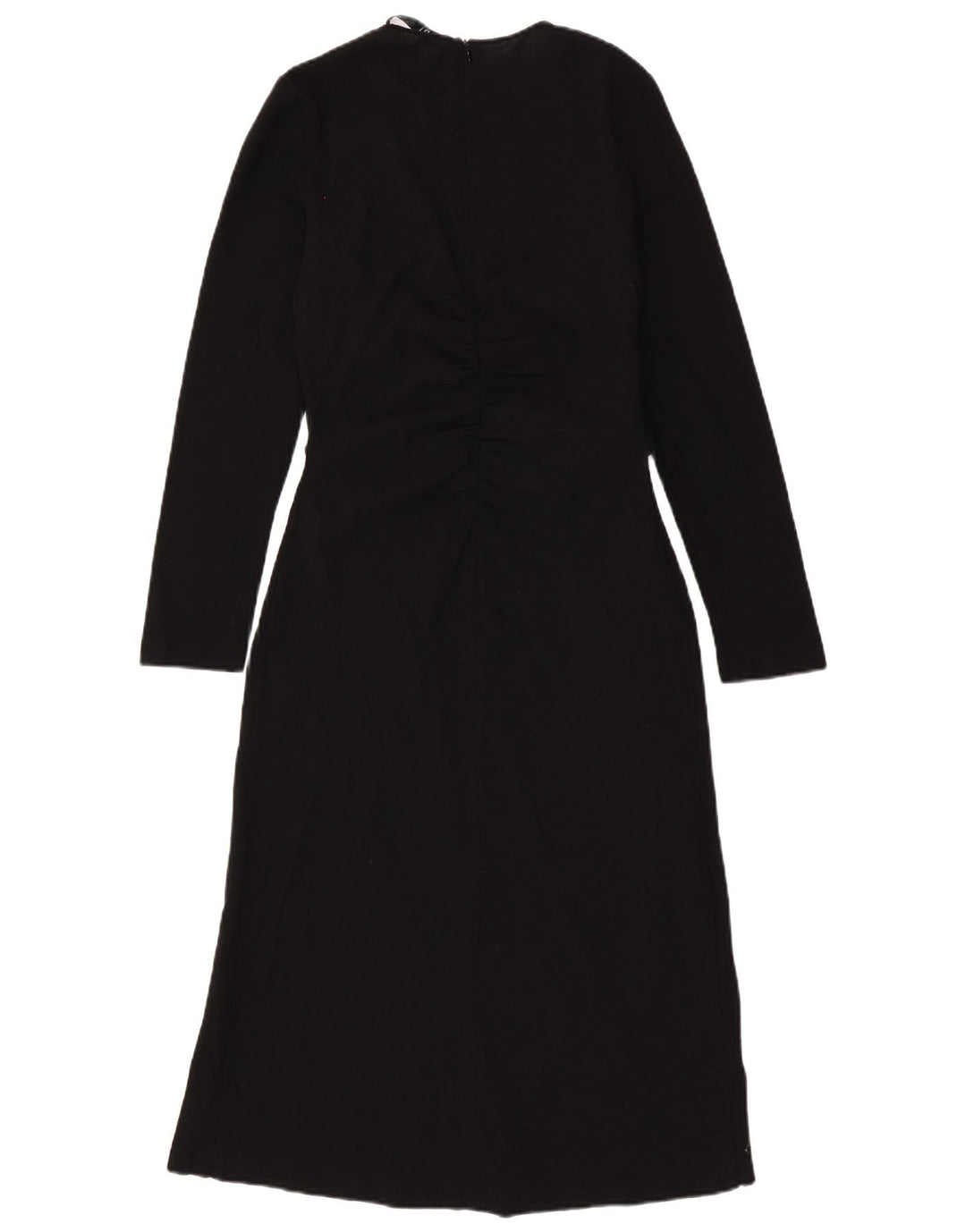 ZARA Robe longue à manches longues pour femme UK 12 Laine noire moyenne