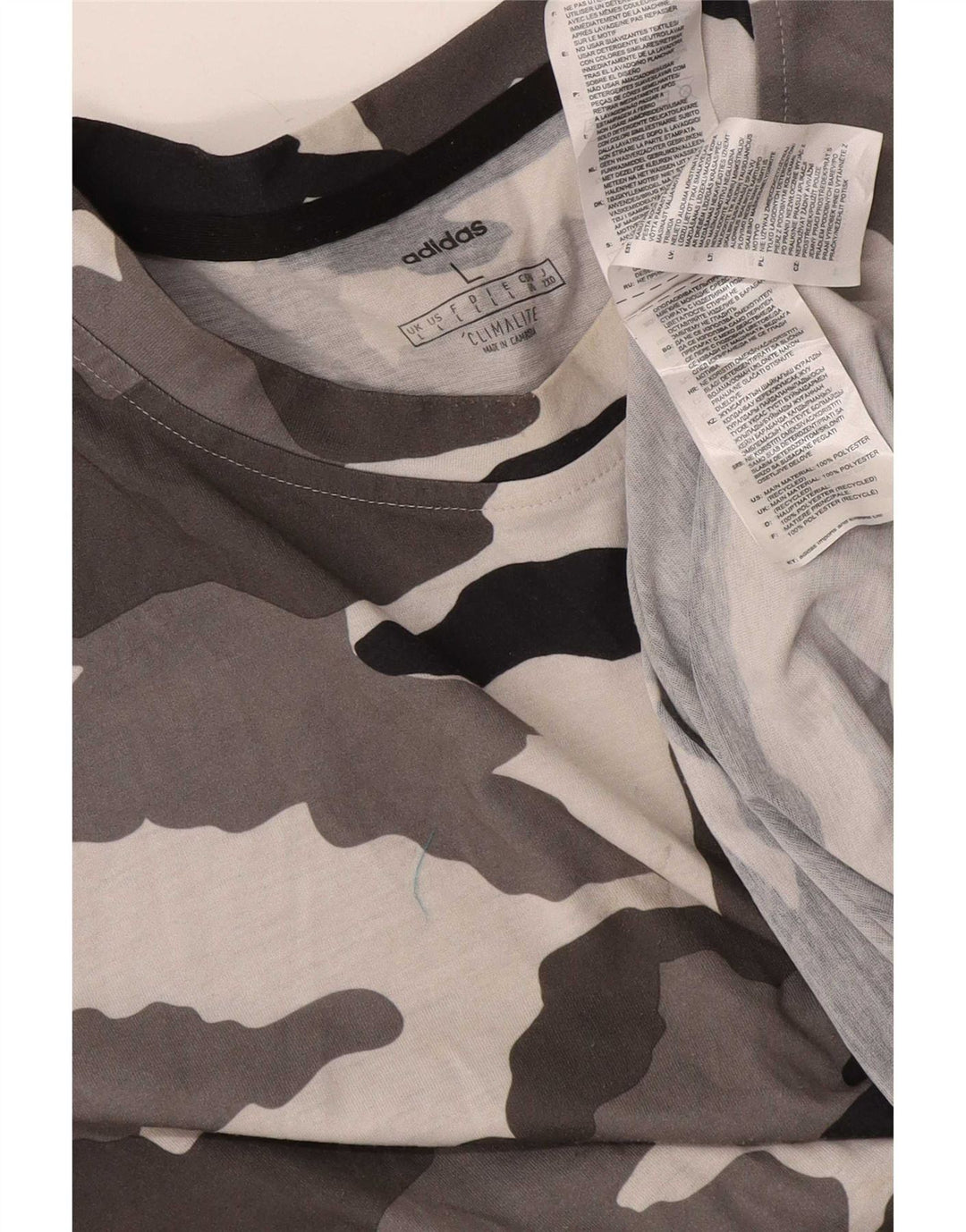Adidas Hommes Climalite T-Shirt Haut Grand Gris Camouflage Polyester