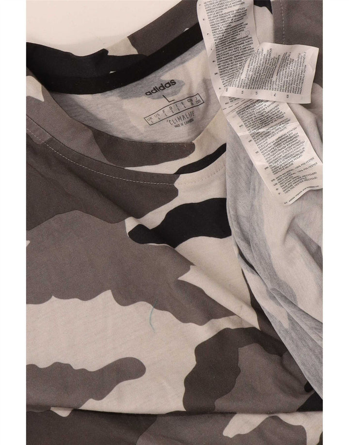 Adidas Hommes Climalite T-Shirt Haut Grand Gris Camouflage Polyester