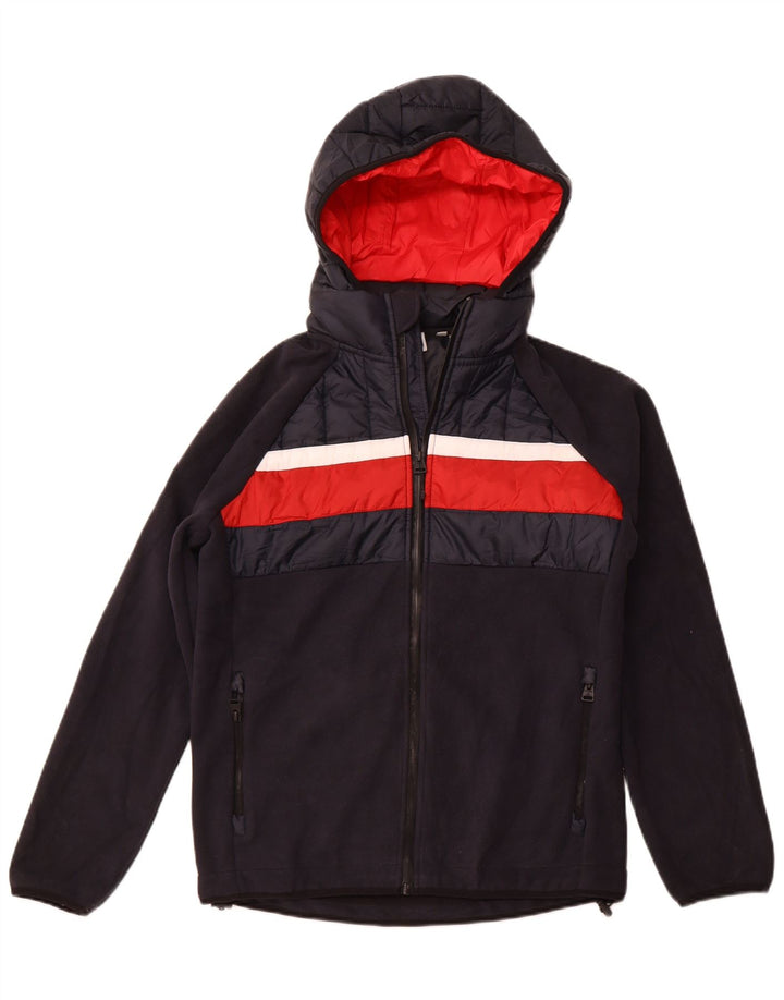 SUPERDRY Veste bomber à capuche pour homme UK 38 Bleu marine moyen Colourblock