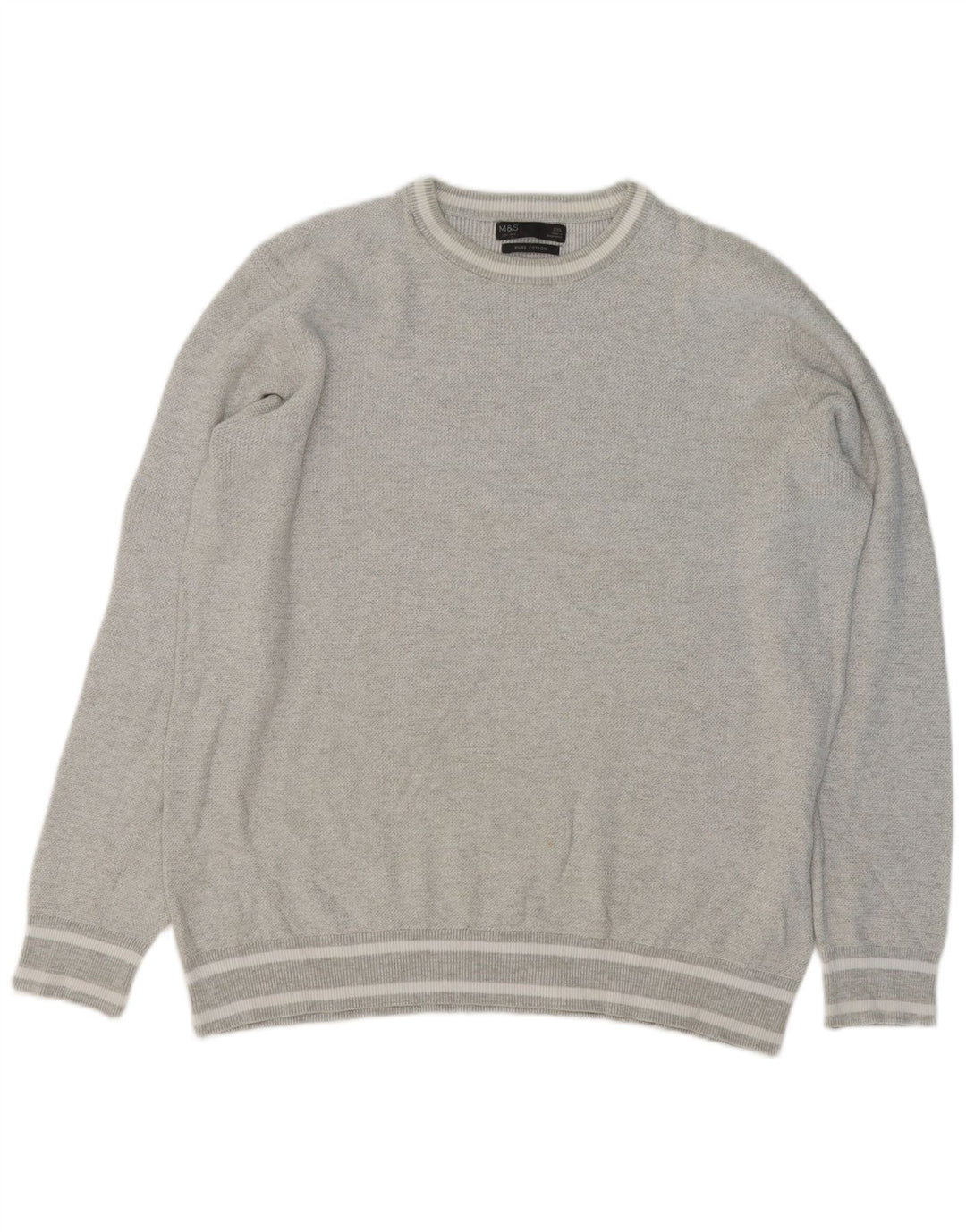 Marks & Spencer Pull à col rond pour homme 2XL Gris Coton
