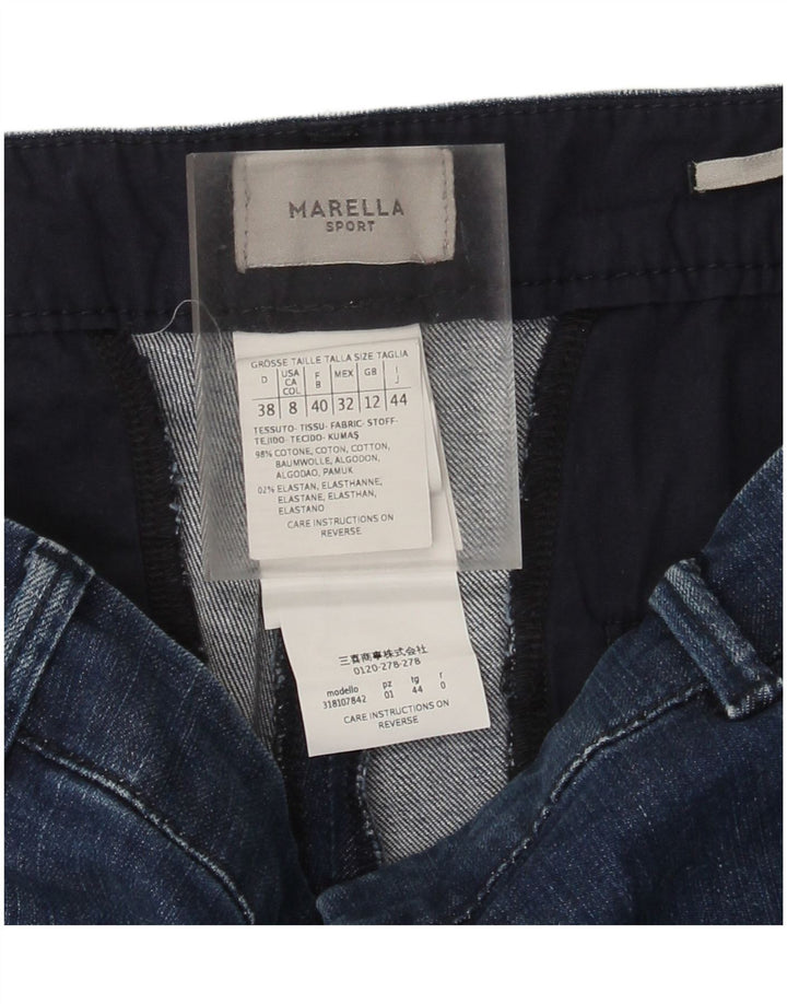 Marella Jean Slim Femme UK 12 Moyen W32 L27 Bleu Coton