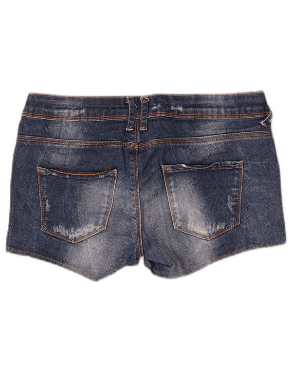 Zara Womens Trafaluc Distressed Denim Short EU 36 XS W26 Bleu