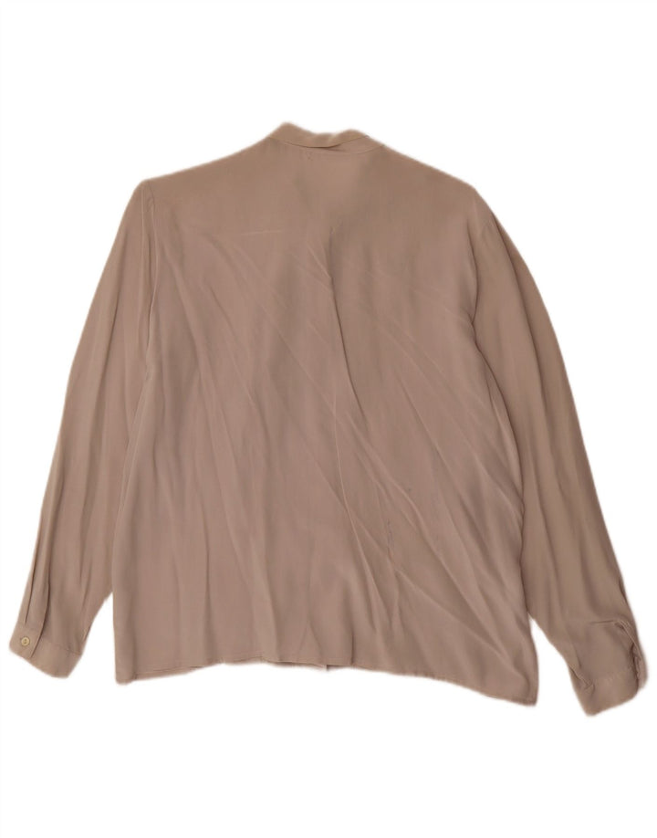 vintage Femme Front Tie Shirt Blouse IT 44 Moyen Gris Soie