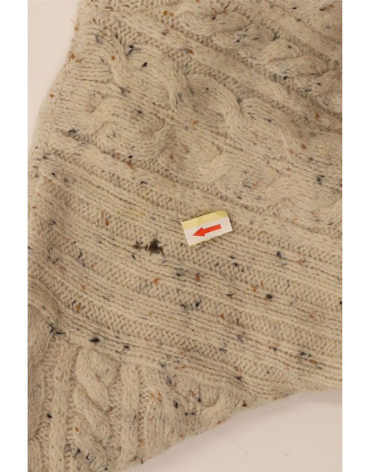 VINTAGE Pull col roulé femme UK 18 XL Blanc cassé moucheté