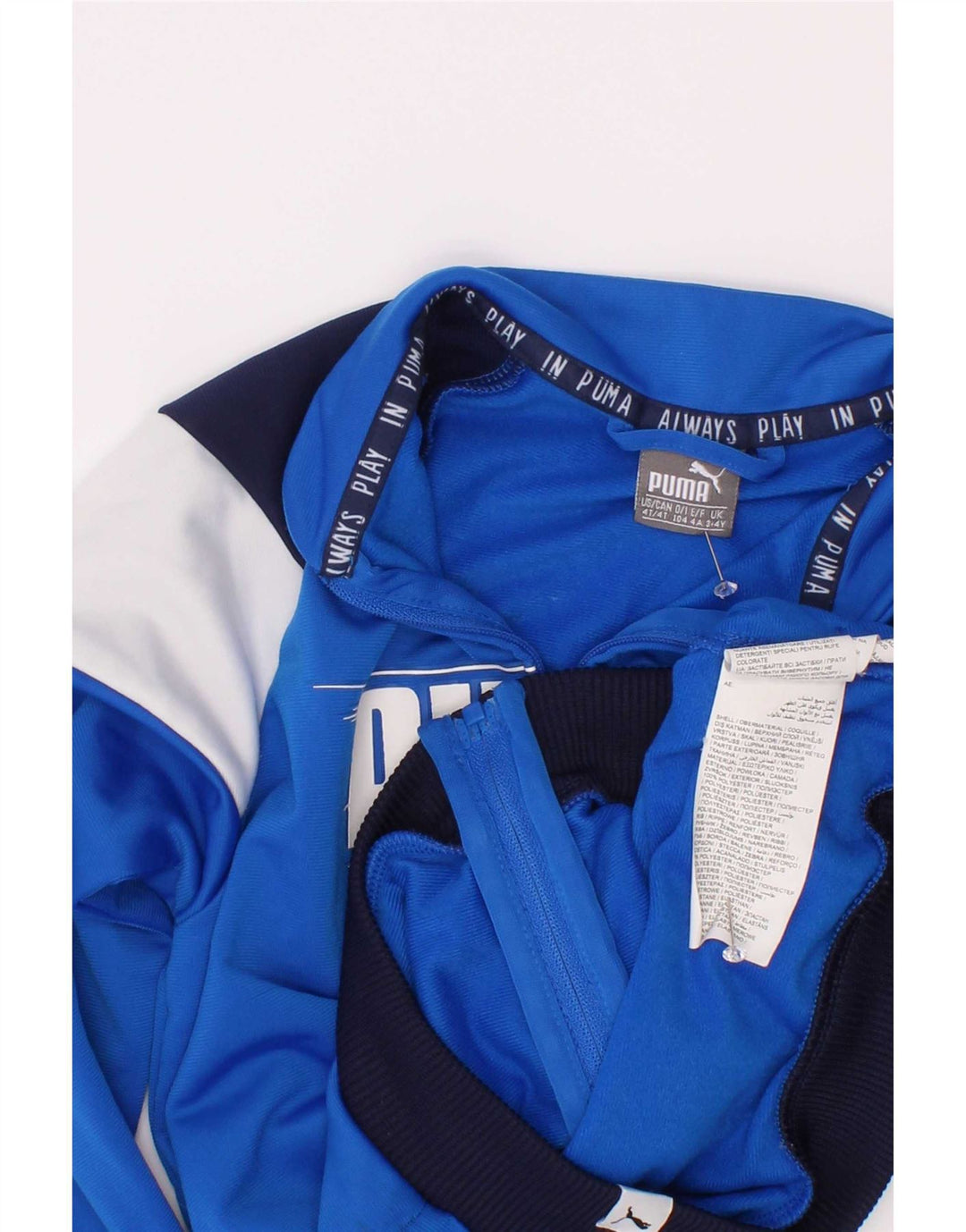Puma Veste de survêtement graphique pour garçon 3-4 ans Bleu Colorblock Polyester
