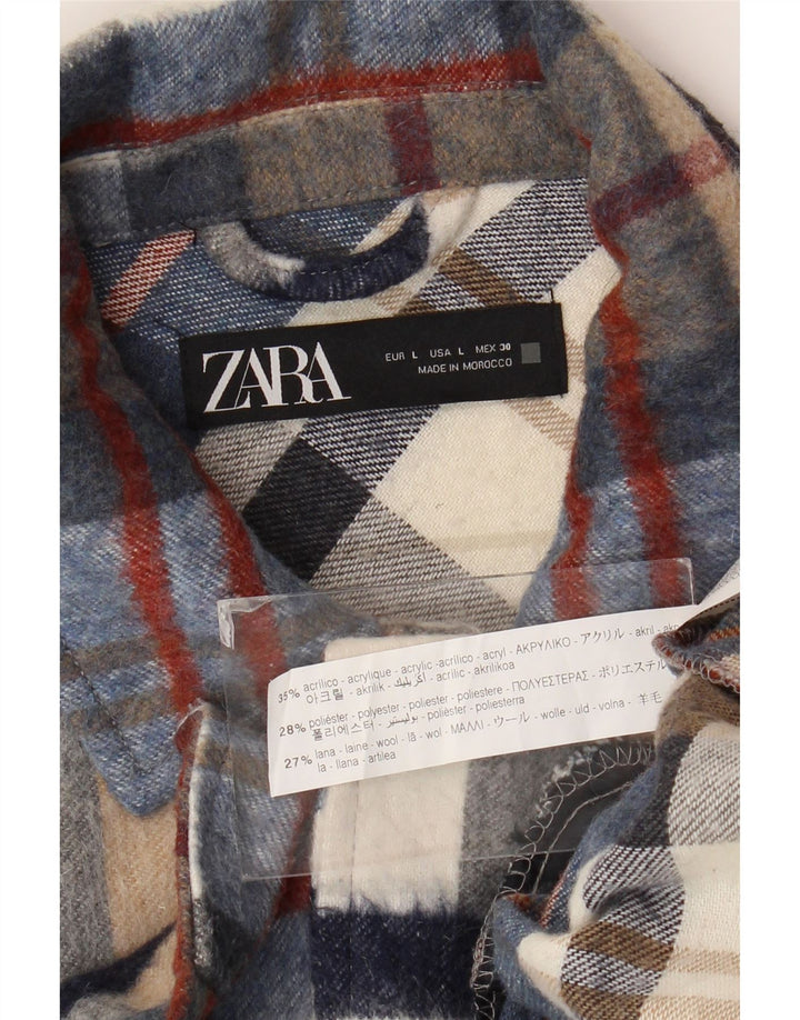 ZARA Femme Surchemise Flanelle Chemise UK 16 Grand Plaid Multicolore