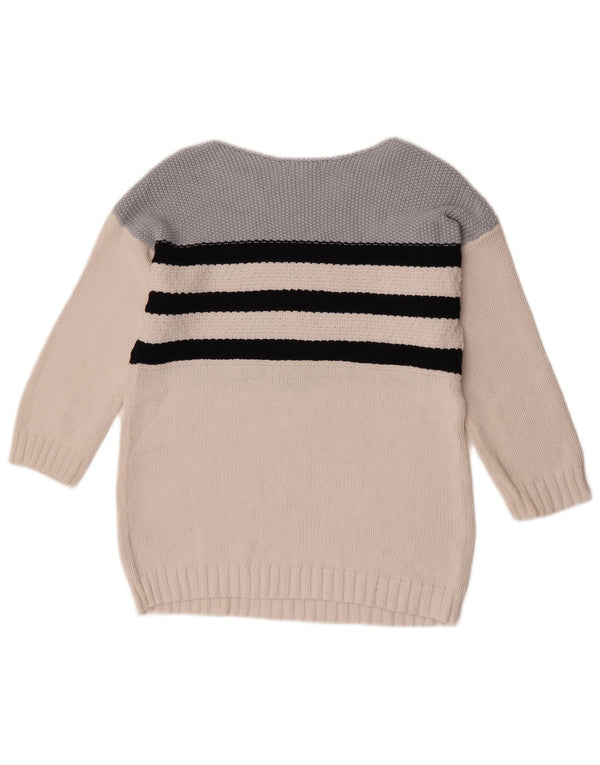 Hobbs Pull à manches 3/4 et col bateau pour femme UK 10 Petit rayé blanc