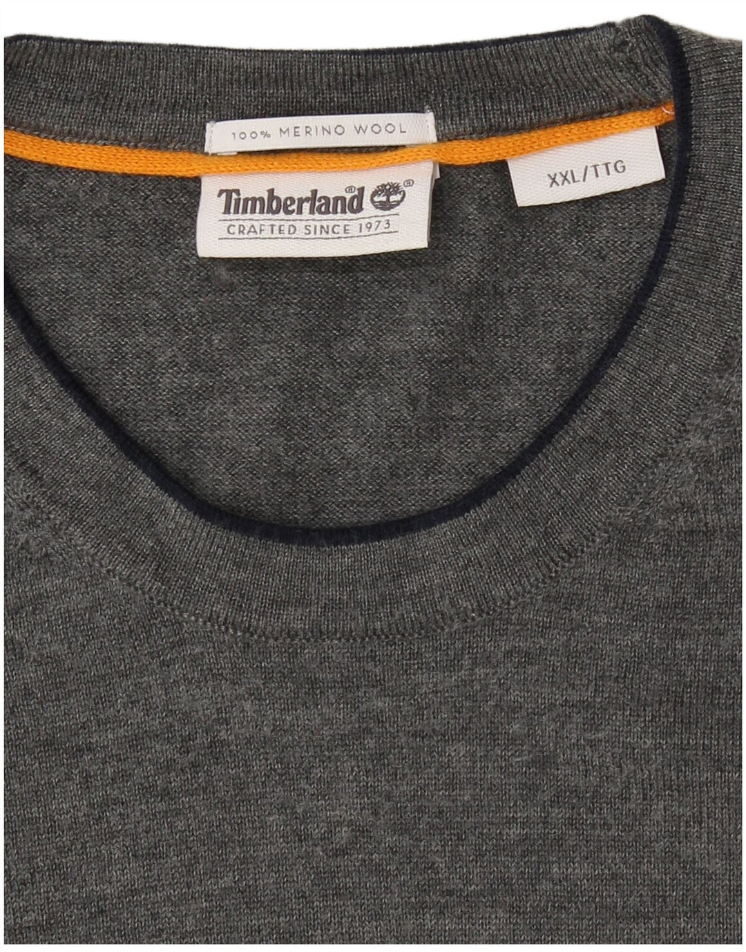 TIMBERLAND Pull à col rond pour homme 2XL Gris Laine mérinos