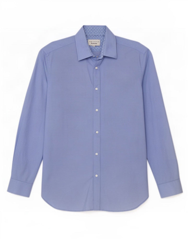 Ted Baker Chemise Homme Taille 16 Grand Coton Taché Bleu