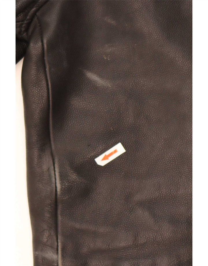 veste de motard en cuir vintage pour hommes UK 36 Petit Noir