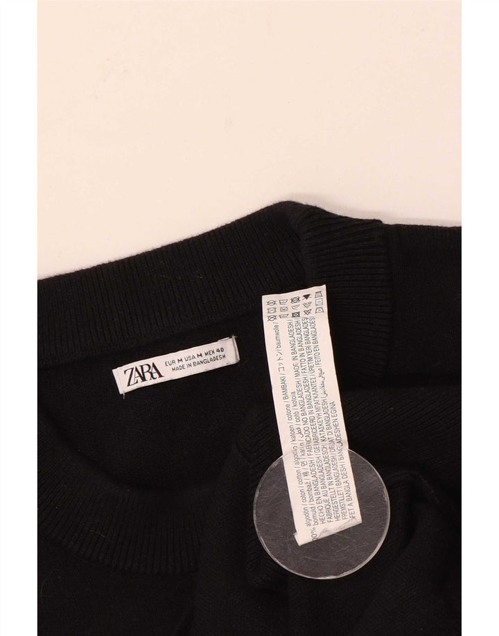 Zara Pull à col rond pour homme en coton noir moyen