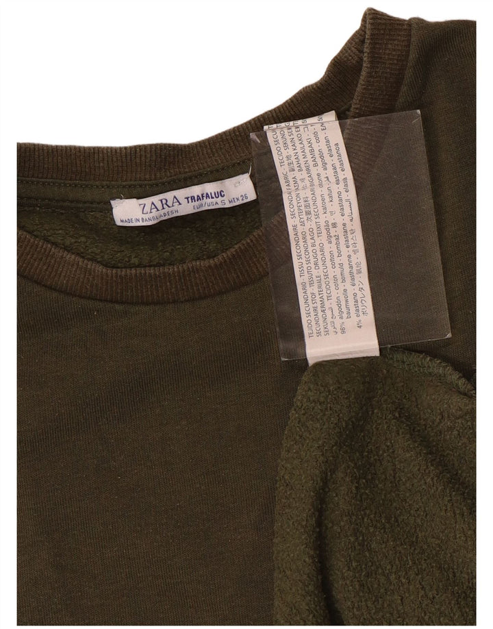 Zara Sweat-shirt surdimensionné pour femme UK 10 Petit coton kaki