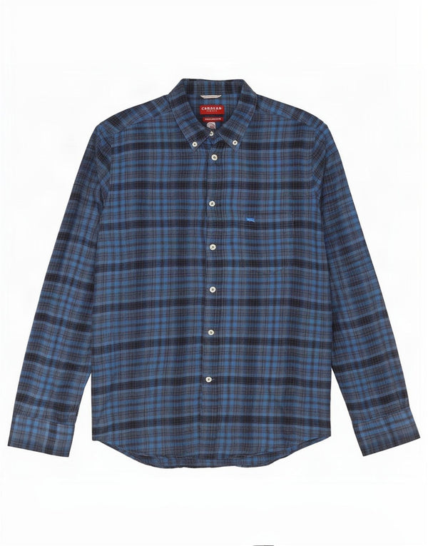 Carrera Chemise Regular Fit en Flanelle pour Homme en Coton à Carreaux Bleu Marine Large