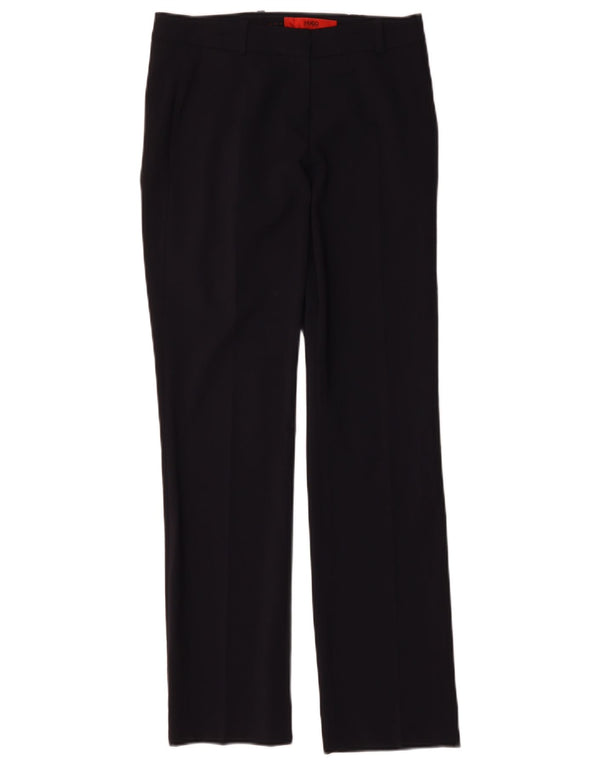 Hugo Boss Pantalon de costume droit pour femme UK 6 XS W28 L30 Bleu marine Laine