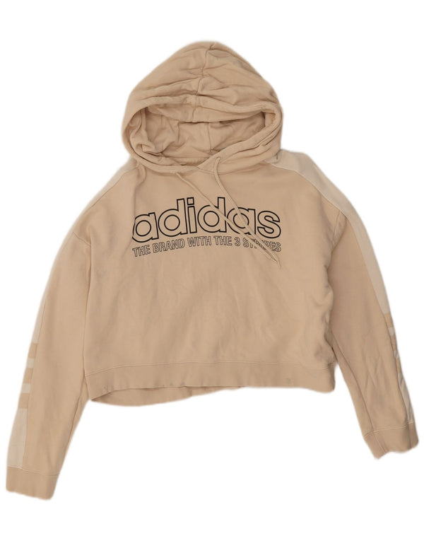 Adidas Pull à capuche court surdimensionné pour femme UK 10 Petit Beige Colorblock