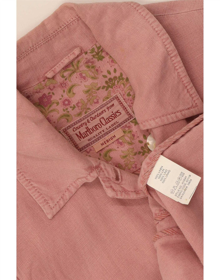 Marlboro Classics Veste blazer à 5 boutons pour femme UK 12 Lin rose moyen